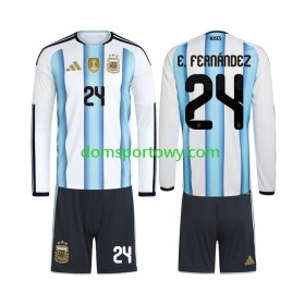 Koszulka Argentyna Enzo Fernandez 24 Dziecięcy Domowe Koszulki Piłkarskie World Cup 2026 Długi Rękaw